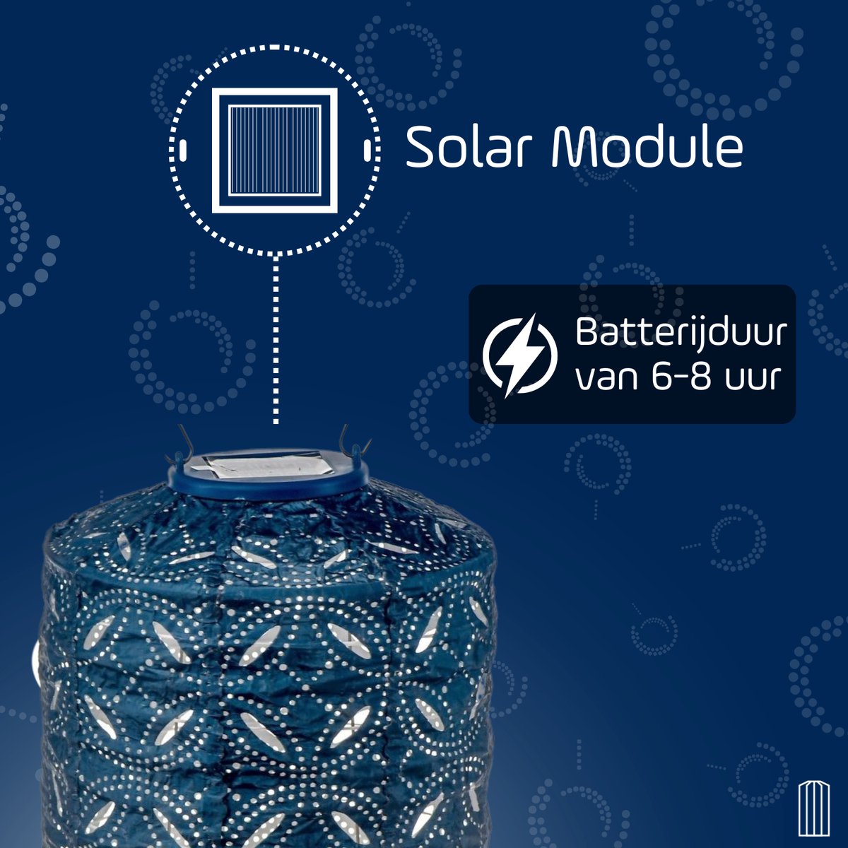 Solar-Lampion Zylinder - Mandela Petrol - 18 cm