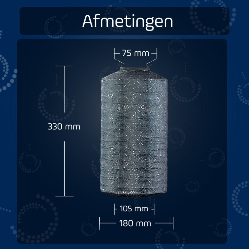 Lanterne Solaire Cylindrique - Gris Bleu Topaze - 18 cm