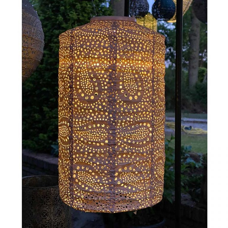 Lampion solaire Cylindre - Paisley Rose - 18 cm