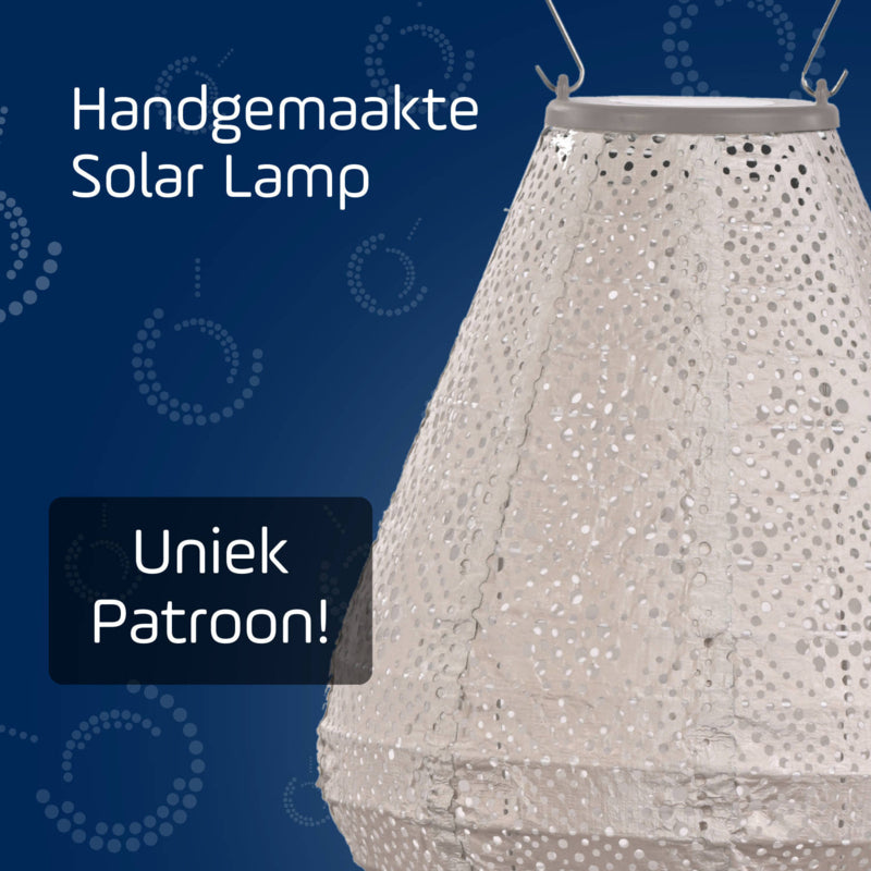 Lampion Solaire Tulipe - Topaze Taupe Clair - 20 cm
