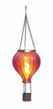 Solar-Heißluftballon mit Flammen-Effekt 12 LED – Rosa 36 cm