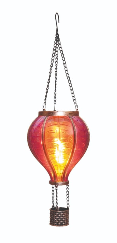 Solar Luchtballon met Vlameffect 12 LED – Roze 36 cm