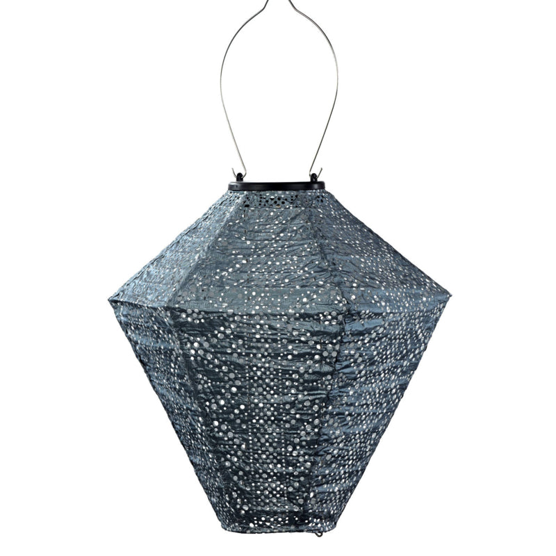 Lampion Solaire Diamond - Dentelle Gris Bleu - 28 cm