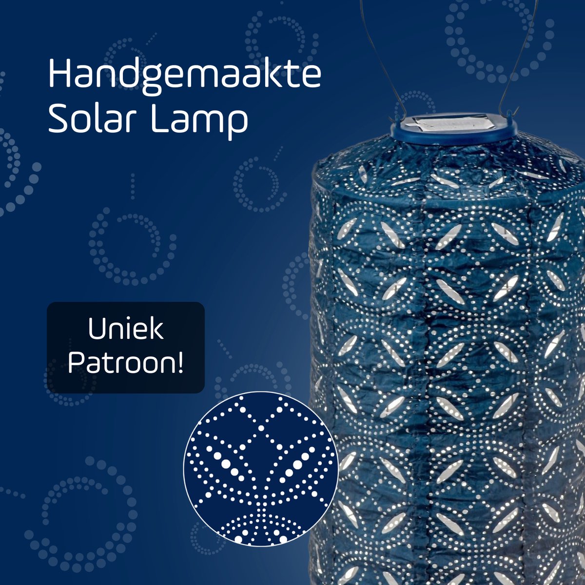 Lanterne Solaire Cylindrique - Mandela Pétrole - 18 cm