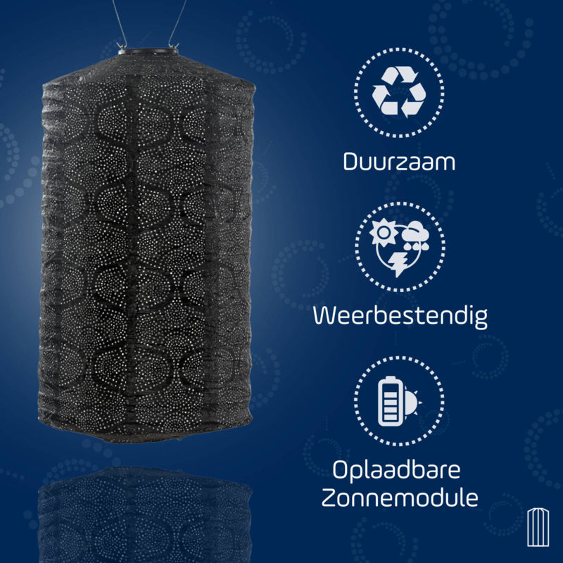 Lanterne Solaire Cylindrique - Tigres Noir - 28 cm