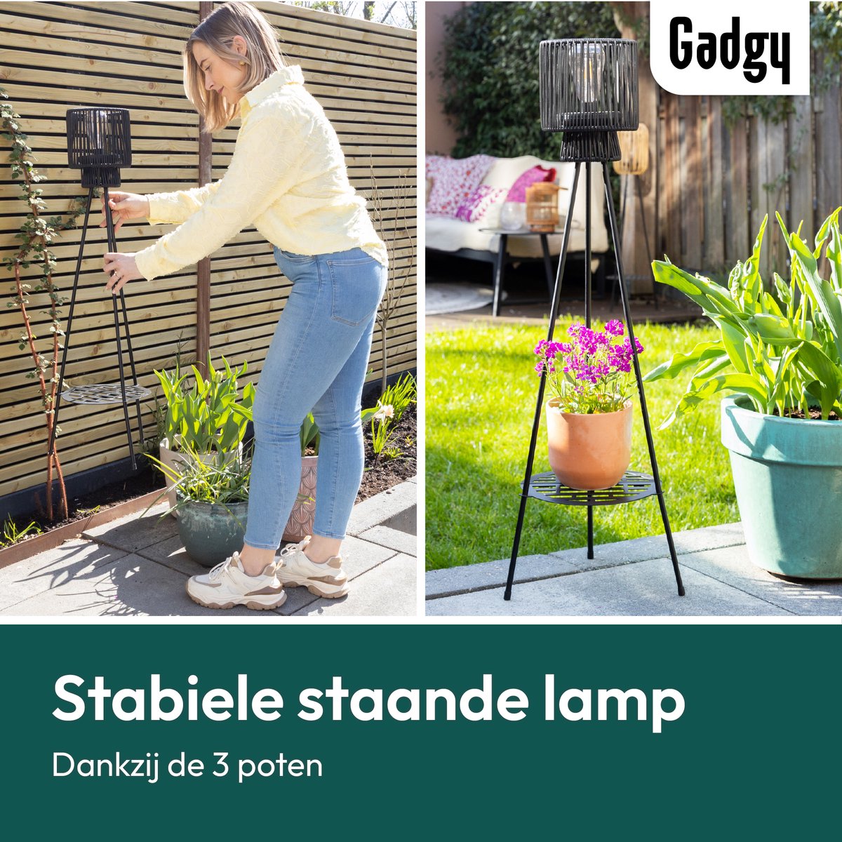 Solar Staande Lamp Driepoot – Zwart – 103 cm