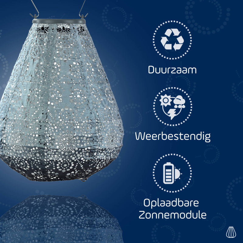 Lampion Solaire Tulipe - Fiore Gris Bleu - 20 cm