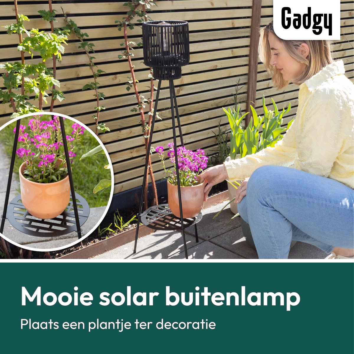 Solar Staande Lamp Driepoot – Zwart – 103 cm