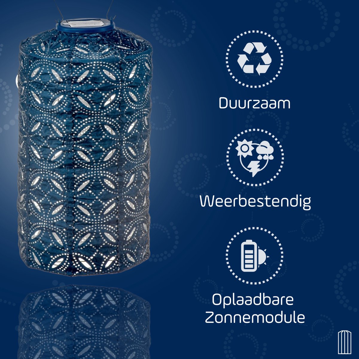 Solar-Lampion Zylinder - Mandela Petrol - 18 cm